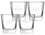 ~Square Mini 10.5oz glass Set of 4 in a Midnight gift box - Etch