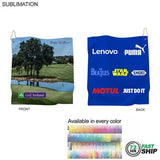 72 Hr Fast Ship - Microfiber Suede Shammy Golf Towel, Finished size 15x15, Sublimated 2 sides