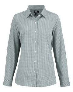Cutter & Buck Skyline Eco Recycled Gingham Womens Long Sleeve Dress Shirt