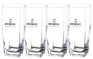 ~ Sterling square highball 16oz clear glass S/4 in a Sable Gift box