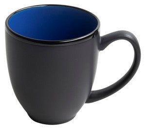 Bistro 16oz 2tone black/blue mug in Ripple gift box - Etched