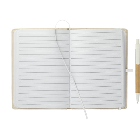5'' x 7'' Organic Cotton Bound Notebook w/Pen
