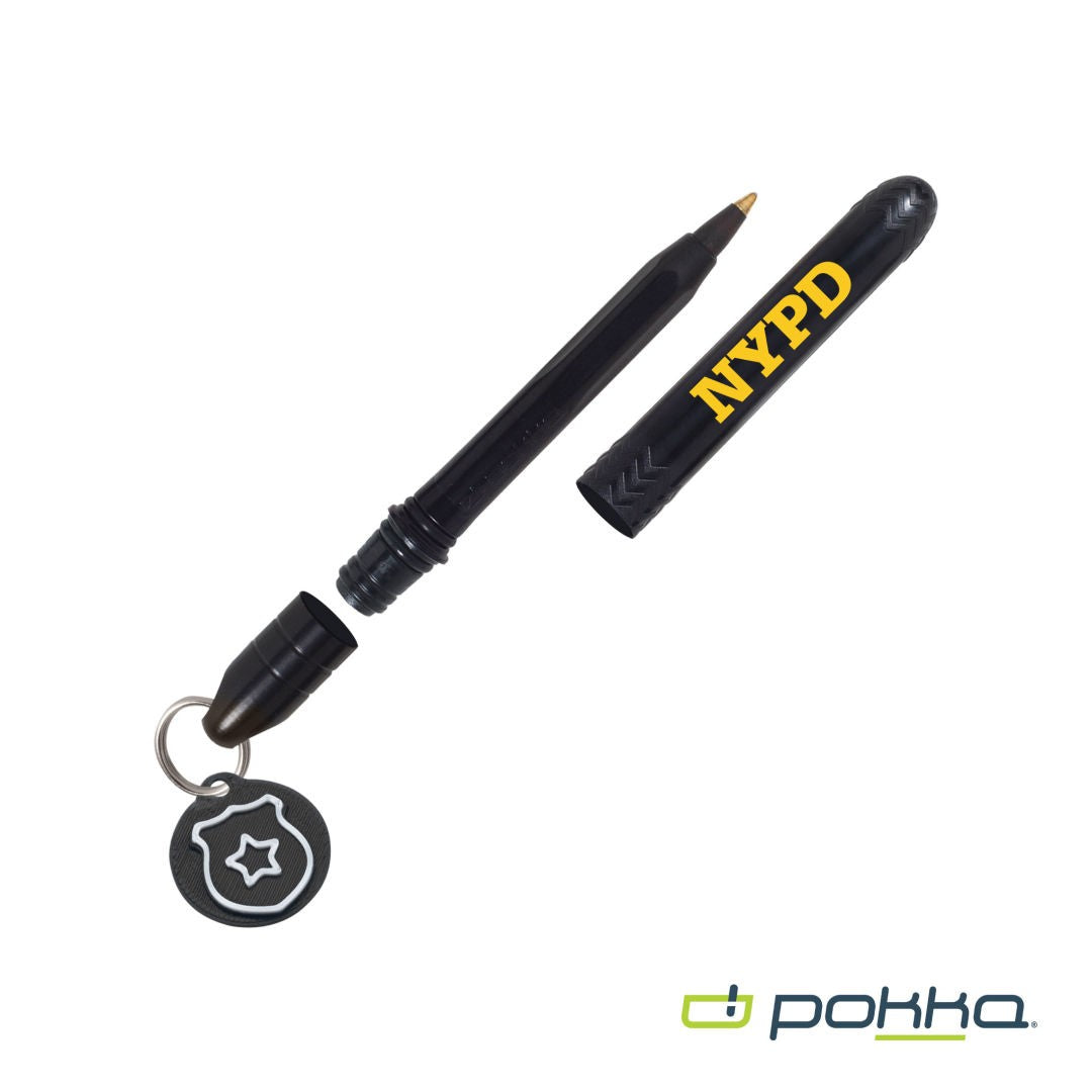 Pokka? Pocket Pen w/Dock & Chrome Keyring & Charm in Tin Box
