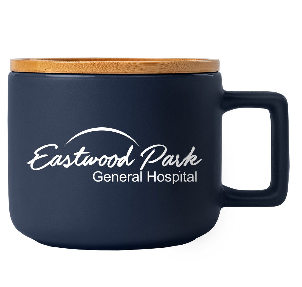 Café Virtuoso - 12 oz. Ceramic Mug with Bamboo Lid - Silkscreen