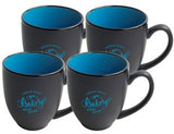 ~ Bistro 16oz 2tone black/sky blue mug S/4 in Raven gift box