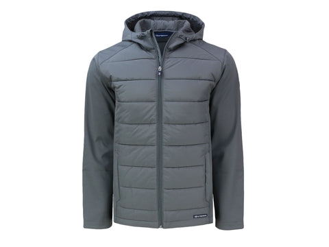 Cutter & Buck Evoke Hybrid Eco Softshell Recycled Full Zip Mens Big & Tall Hooded Jacket