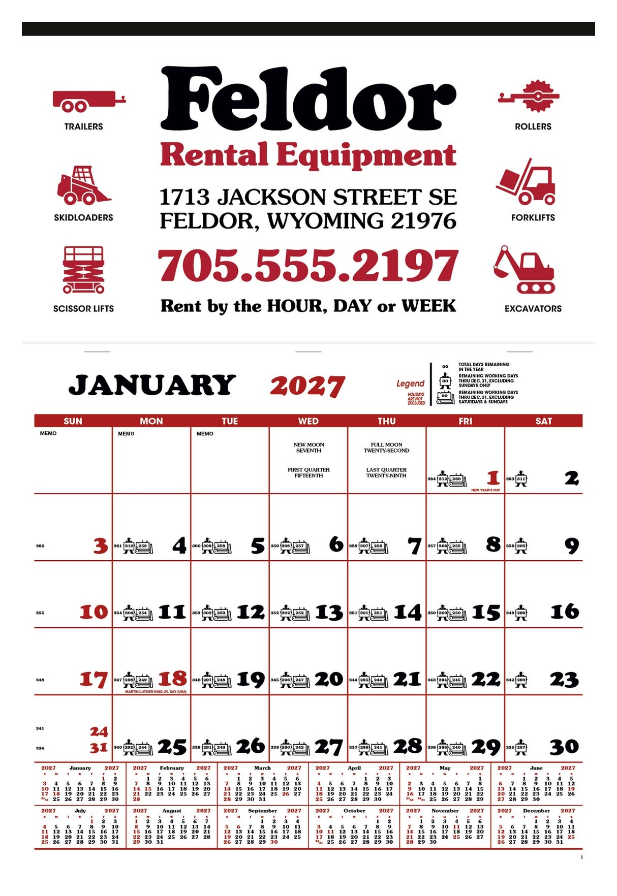 Skinner & Kennedy® Contractor's Apron Calendar