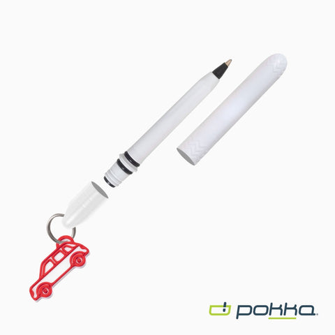 Pokka? Pocket Pen w/Dock & Chrome Keyring & Charm in Tin Box