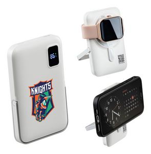 Regal 10000mAh 20W PD Power Bank w/15W Magnetic Wireless Charger, Watch Charger & Phone Stand