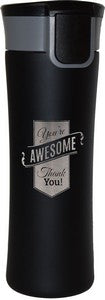 Helix 16oz black matte stainless steel vacuum tumbler with push-button lid - Etch
