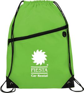 Robin Drawstring Polyester Bag with Front Zipper Pocket