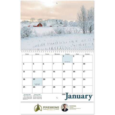 Full Colour Country Memories Spiral Wall Calendar