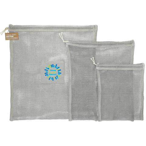 Recycled Cotton Mesh Cinch Pouch Set