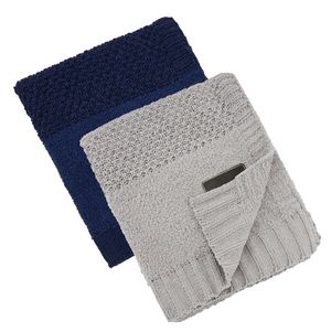 Crochet Knit Blanket, 50x60, with Lasered logo patch, NO SETUP CHARGE