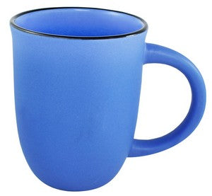 Salem 14oz blue matte ceramic mug with black trim - Etched