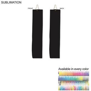 Colored Velour Terry Cotton Blend Golf Towel, Finished size 6x25, Trifold Grommet and Hook