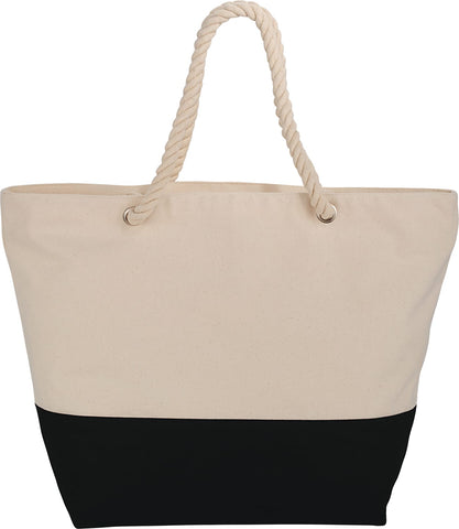 Zippered 12oz Cotton Canvas Rope Tote