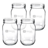 ~Warwick, 16oz clear glass mason jar, set of 4 in a Midnight box - Etched