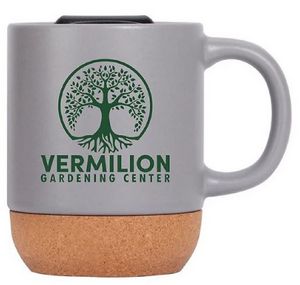 Cork Bottom Ceramic Mug 13 oz With Lid