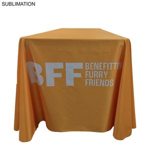 Sublimated PREMIUM Table Cloth for 8' table, Drape style, 4 sided, Closed Back, Rounded Corners
