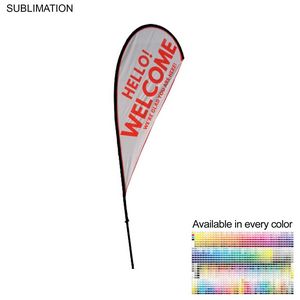 9' Small Tear Drop Flag Kit, Full Color Graphics One Side, Outdoor Use Spike base and Bag Included