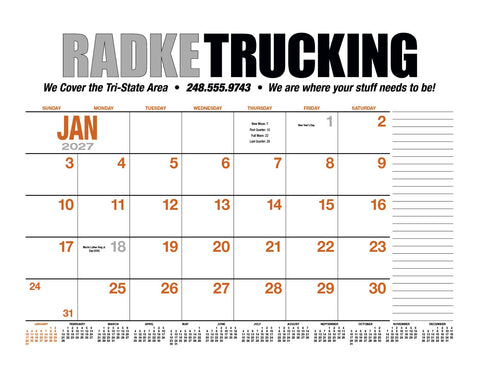 HotLine® Products 13-Month Desk Pad Calendar