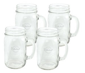 ~Canning mug 16oz square shape with handle, sest of 4 in a Midnight box