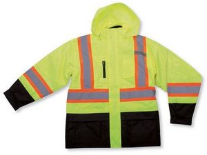 5-In-1 Polyester Waterproof Lime Green Rain Jacket