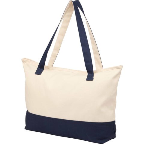 Color Accent Zippered Cotton Tote