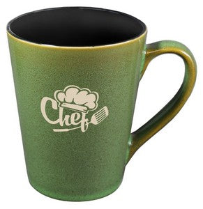 Dublin 15oz 2tone green/black mug in Ripple brown Gift box - Etched