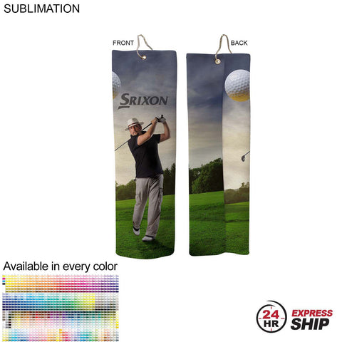 24 Hr Express Ship - Microfiber Dri-Lite Terry Golf Towel, Trifold, Finished size (5