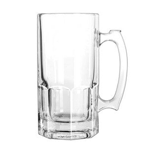 Super Mug 33.75oz clear glass stein - Etched