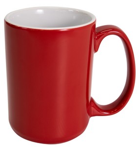 ~ Hanna 14oz 2tone red/whte mug set of 2 in Jet gift box