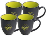 ~ Bistro 16oz 2tone black/green mug S/4 in Raven gift box