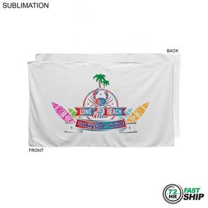 72 Hr Fast Ship - Plush and Soft Velour Terry Cotton Blend White Beach Towel, 35x60, Sublimated