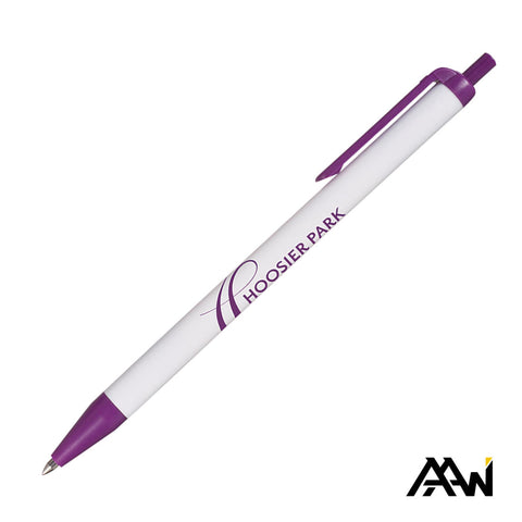 Value Slim Pen w/Glossy White Barrel - Matte Colored Accent