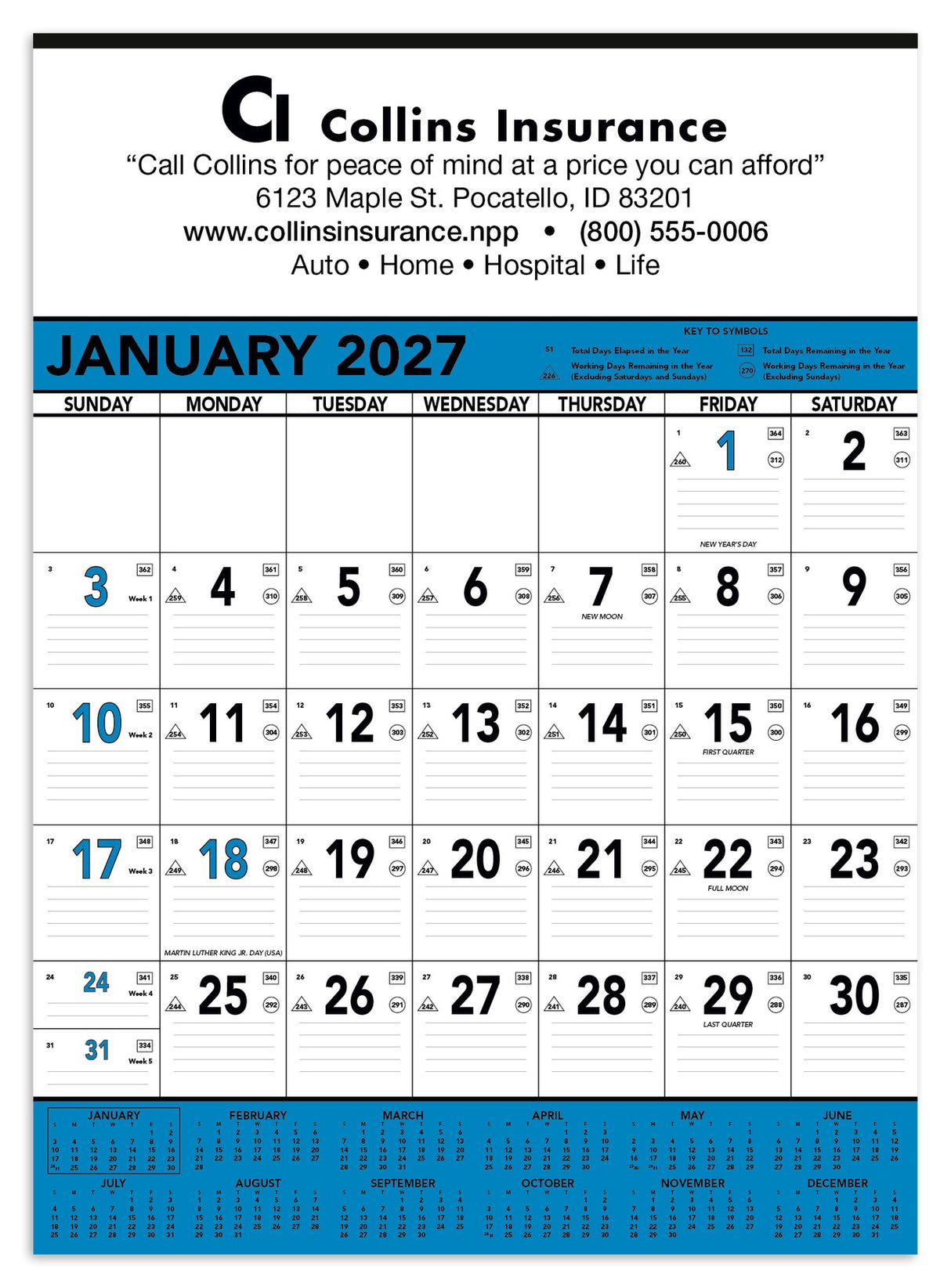 Triumph® Calendars Blue & Black Contractor Memo Calendar