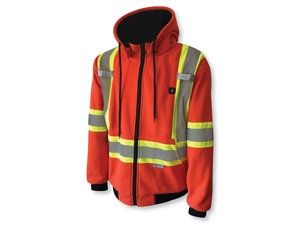 Rechargeable Heated Orange Safety Hoodie