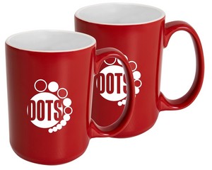 ~ Hanna 14oz 2tone red/whte mug set of 2 in Jet gift box