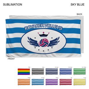 Cabana Stripe Sublimated Plush and Soft Velour Terry Beach Towel, 30x60
