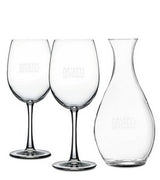 ~ Durham & Carafe Set, 1 Carafe, 2 wine glasses in a Raven Gift box - Etched