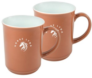 ~ Cyprus 2tone terracotta/white 14oz mug set of 2 in Jet gift box