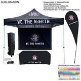 Deluxe Tent Flag Package, 10' Tent kit, Backwall, Box Fit Tablecloth, and Double sided Flag Kit
