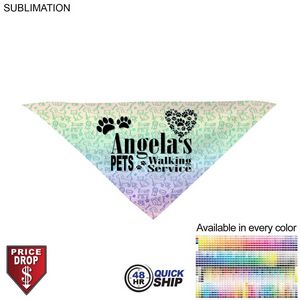48 Hr Quick Ship - Medium Dog Bandana, 19x19x27, Stitched Edges, Sublimated Edge to Edge