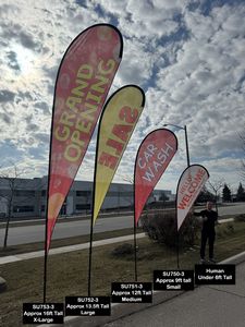 000584 9' Small Tear Drop Flag Kit, Full Color Graphics Double Sided, Outdoor Spike base and Bag Included