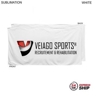 24 Hr Express Ship - Plush and Soft White Velour Terry Cotton Blend Shower Towel, 24x48, Sublimated