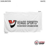 24 Hr Express Ship - Plush and Soft White Velour Terry Cotton Blend Shower Towel, 24x48, Sublimated