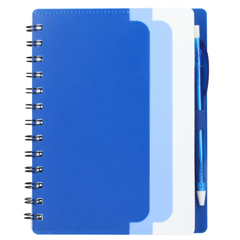 5'' x 7'' Recycled Dual Pocket Spiral Notebook w Pen