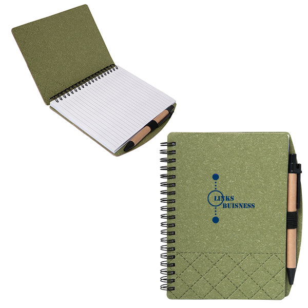 Geneva Cardboard Spiral Notebook with Pen