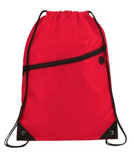 Robin Drawstring Polyester Bag with Front Zipper Pocket